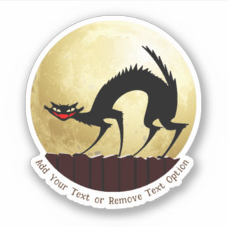Black Cat on Fence Halloween  Sticker