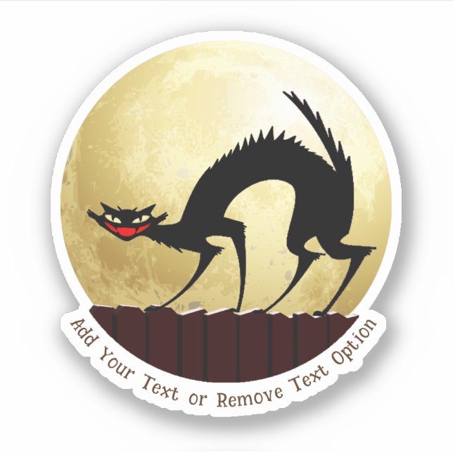 Black Cat on Fence Halloween  Sticker (Front)