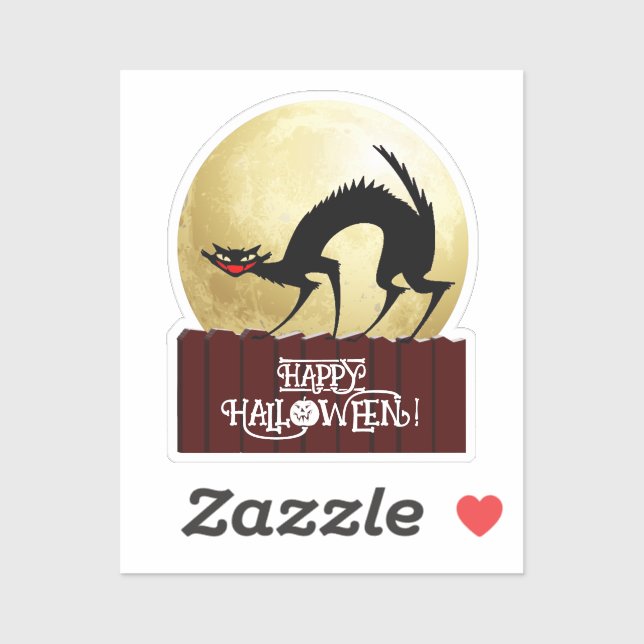 Black Cat on Fence Halloween  Sticker (Sheet)
