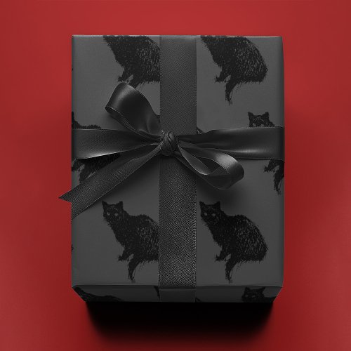 Black Cat on Gray   Wrapping Paper