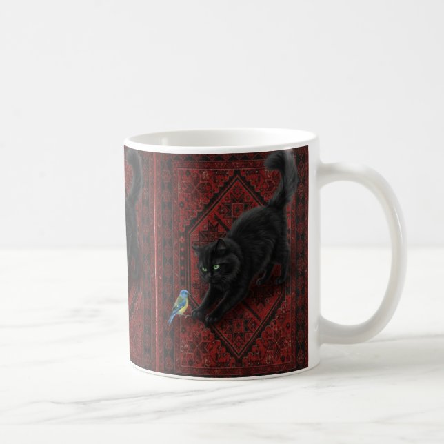 Black Cat on Moroccan Rug  Coffee Mug (Right)
