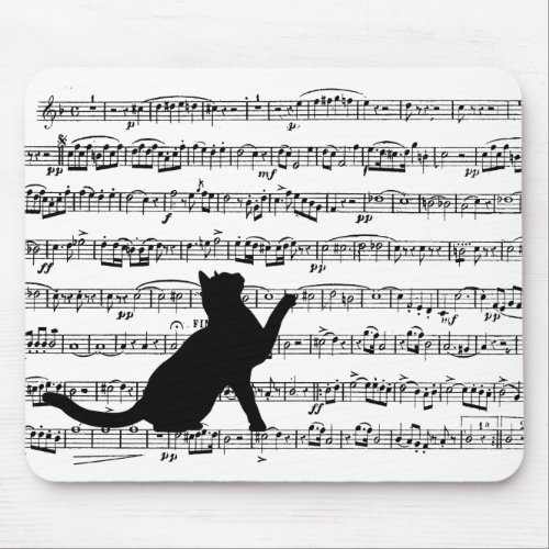 black cat on music mouse pad