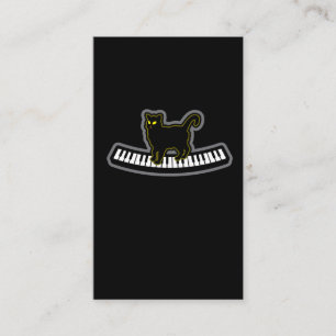 Black Cat On Musical Piano Keys Pianist composer Business Card