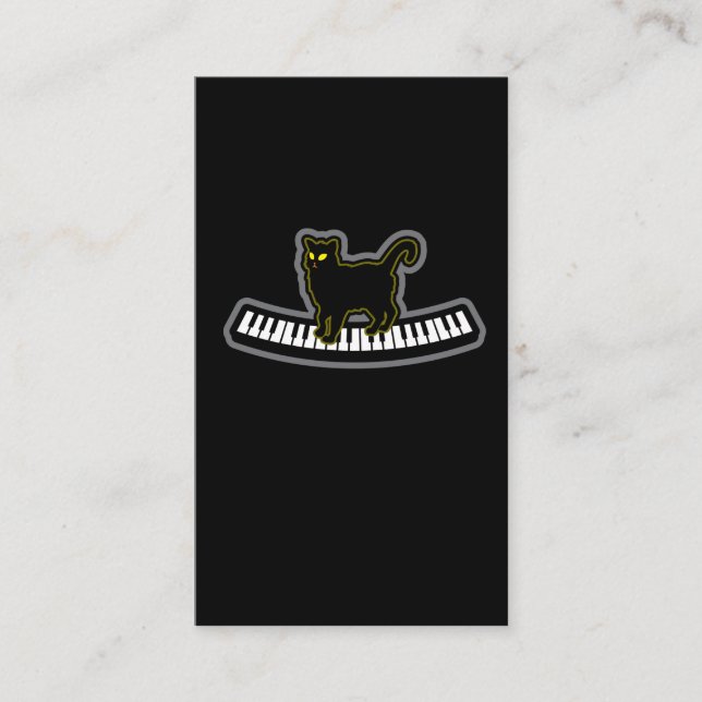 Black Cat On Musical Piano Keys Pianist composer Business Card (Front)