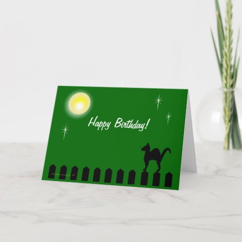 Black Cat on Picket Fence Funny Custom Birthday Card