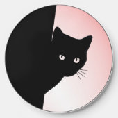 Black Cat on Pink Wireless Charger (Front)