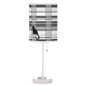 Black Cat on Plaid  Table Lamp (Left)