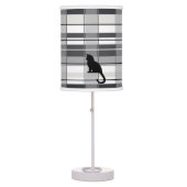 Black Cat on Plaid  Table Lamp (Front)
