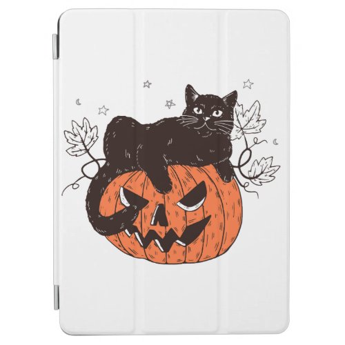 Black Cat On Pumpkin Face Halloween Costume Spooky iPad Air Cover