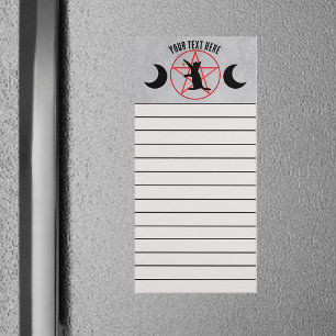 Black Cat on Red Pentagram in circle Black Moons Magnetic Notepad