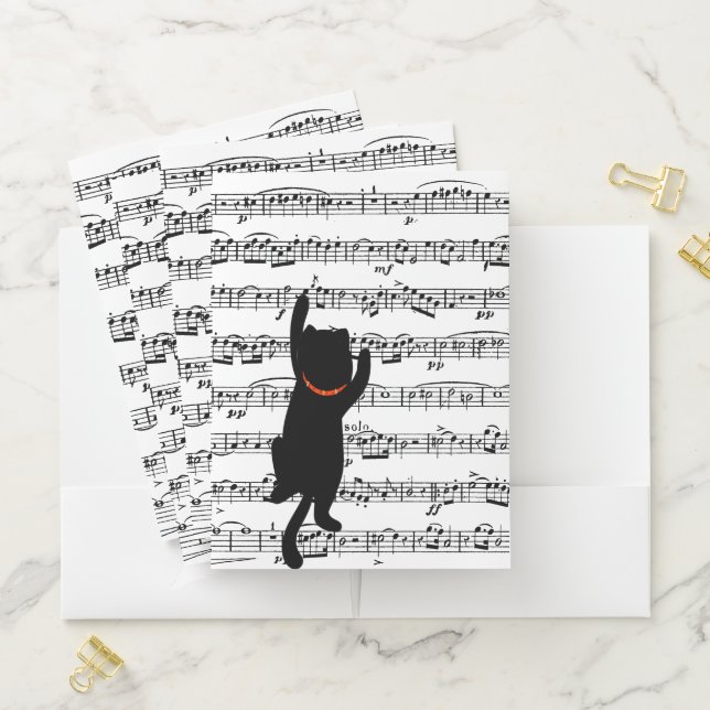 Black Cat On Sheet Music Pocket Folder (In Situ)