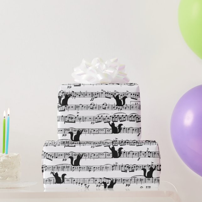 Black Cat On Sheet Music  Wrapping Paper (Party Gifts)