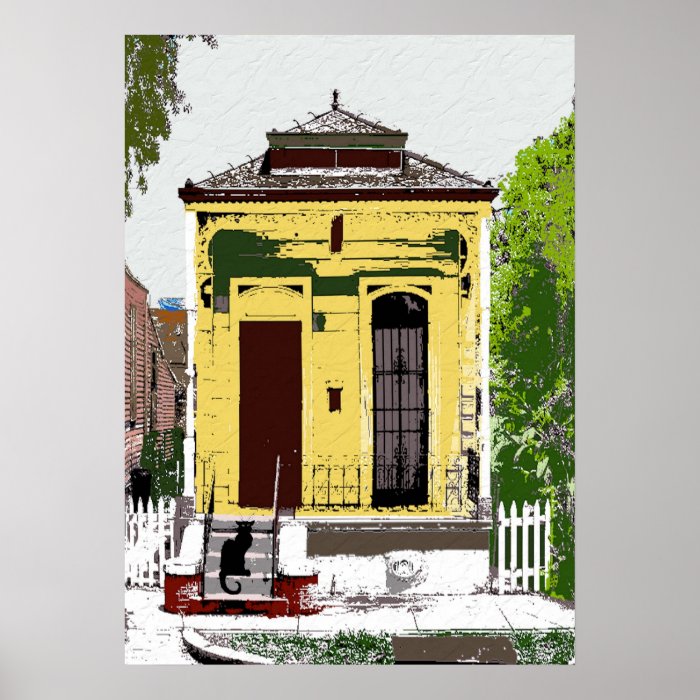 Black Cat on Shotgun House Print