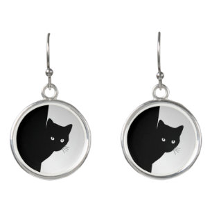  Black Cat on silver Earrings