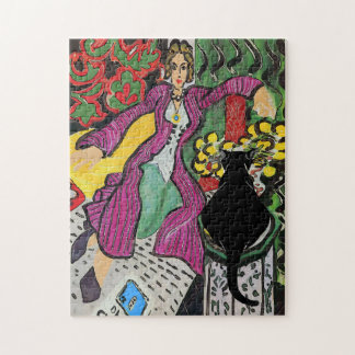 Black Cat on Table Jigsaw Puzzle