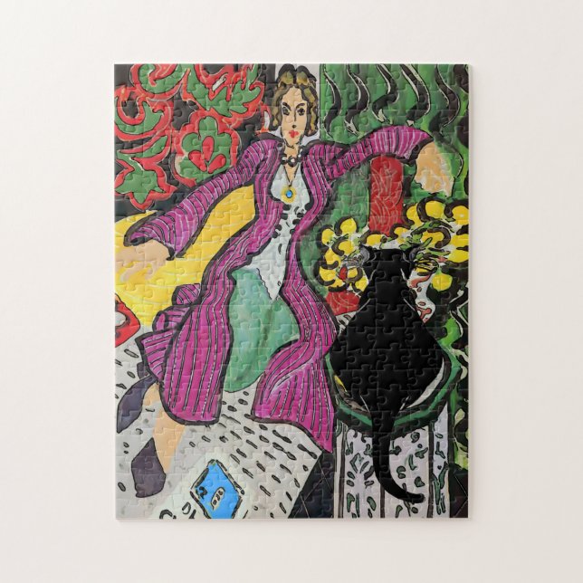Black Cat on Table Jigsaw Puzzle (Vertical)