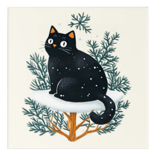 Black cat on the Christmas tree Acrylic Print