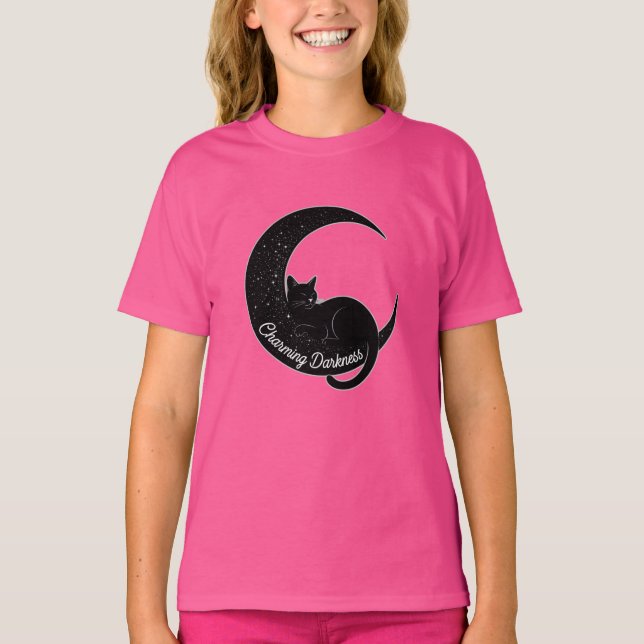 Black Cat on the Crescent Moon: Charm of Darkness  T-Shirt (Front)