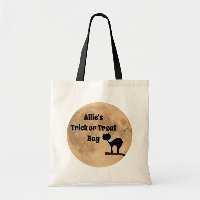 Black Cat on the Moon Tote Bag (Front)