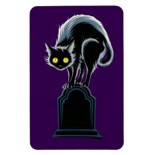 Black Cat on Tombstone Purple Magnet