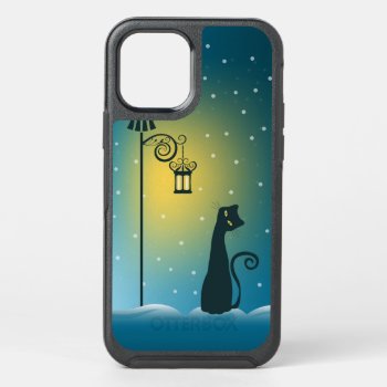 Black Cat On Winter's Night Pattern Otterbox Case by EveStock at Zazzle