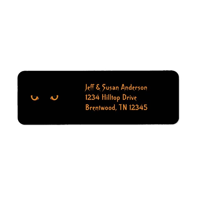 Black Cat Orange Eyes Halloween Address Labels