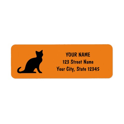 Black cat orange Halloween return address labels