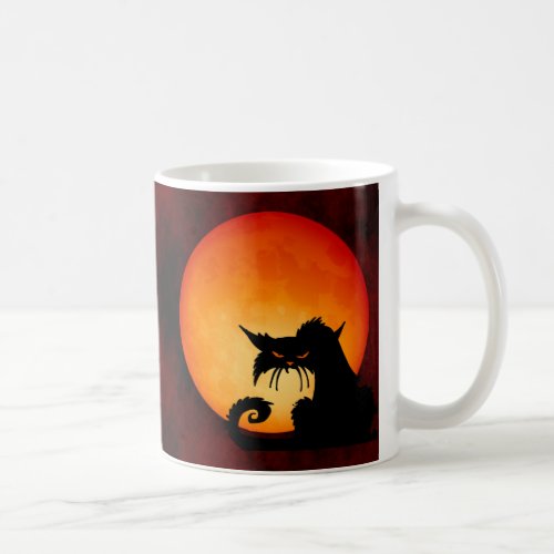 Black Cat Orange Moon Coffee Mug