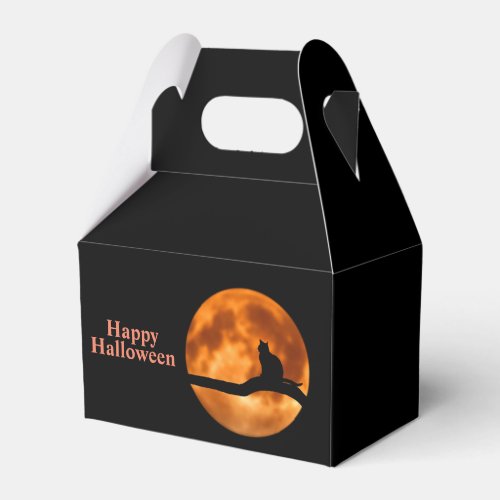 Black Cat Orange Moon Happy Halloween