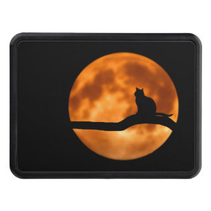 Black Cat Orange Moon Hitch Cover