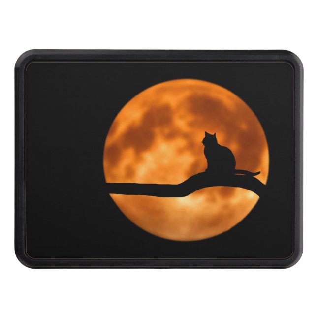 Black Cat Orange Moon Hitch Cover (Front)