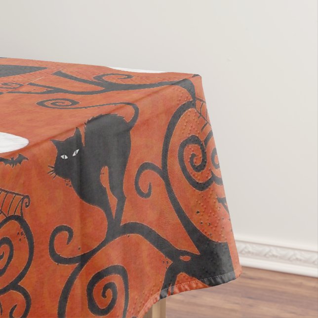 black cat orange tablecloth (In Situ)