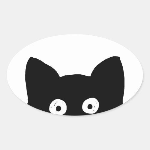 Black Cat Oval Sticker