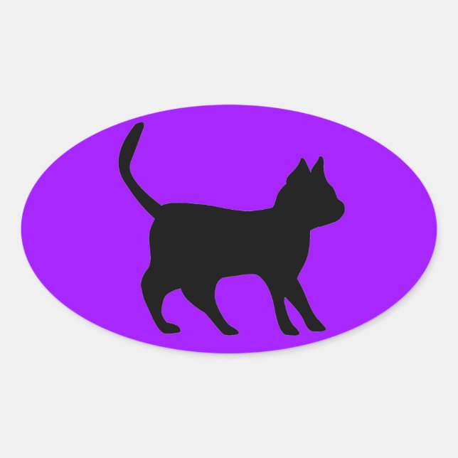 Black Cat Oval Sticker (Front)