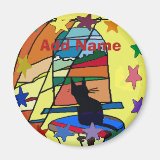 Black Cat Pa Dutch hex Sign, add name Magnet