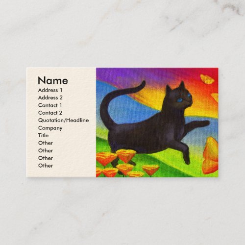 Black Cat Painting Butterflies Art _ Multi Business Card