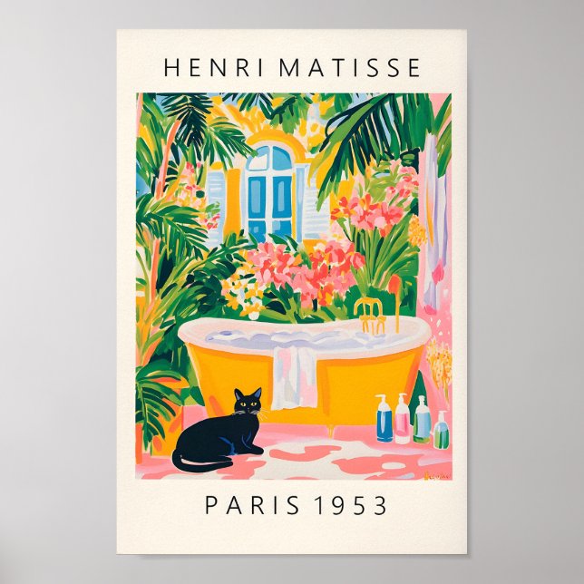 Black Cat Painting, Funky Bathroom Decor Inspired  (Front)