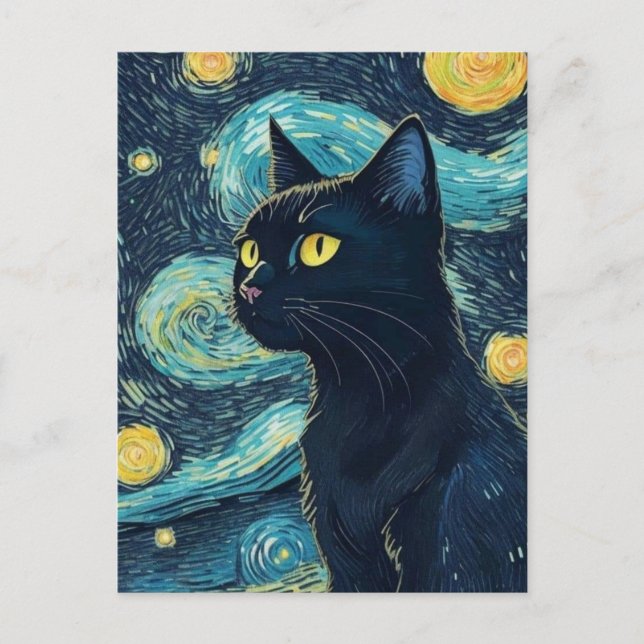 Black Cat Painting Postcard (Front)