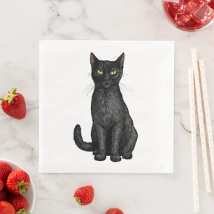 Black cat paper dinner napkins