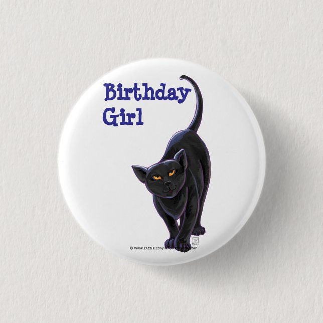 Black Cat Party Center Button (Front)