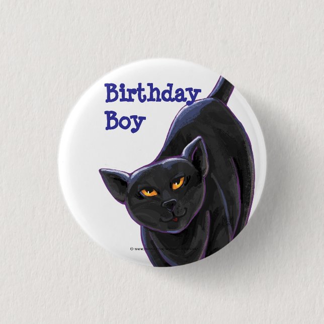 Black Cat Party Center Button (Front)