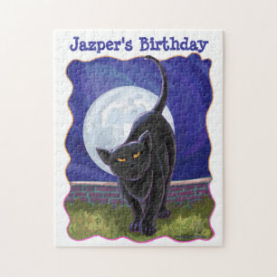Black Cat Party Center Jigsaw Puzzle