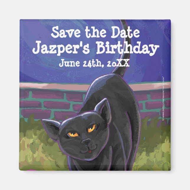 Black Cat Party Center Magnet (Front)