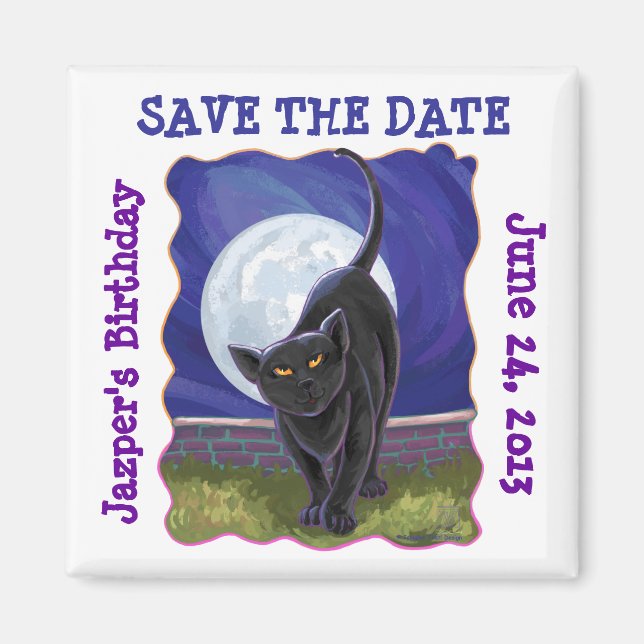 Black Cat Party Center Magnet (Front)