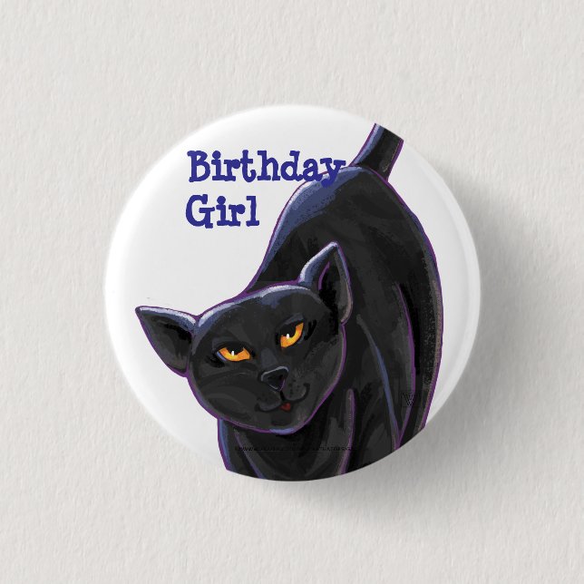 Black Cat Party Center Pinback Button (Front)