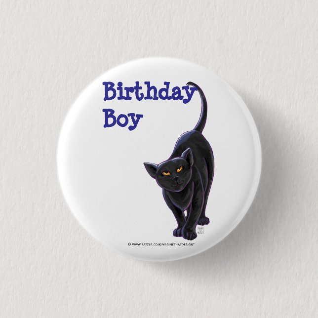 Black Cat Party Center Pinback Button (Front)