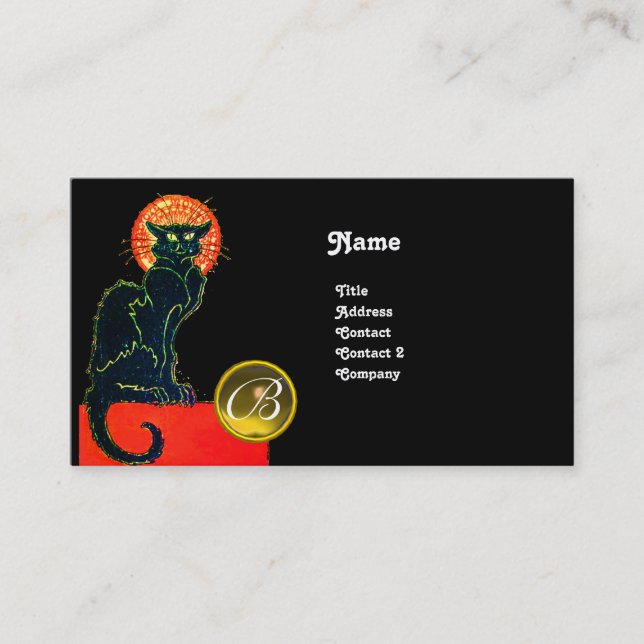 BLACK CAT PARTY MONOGRAM BUSINESS CARD (Front)