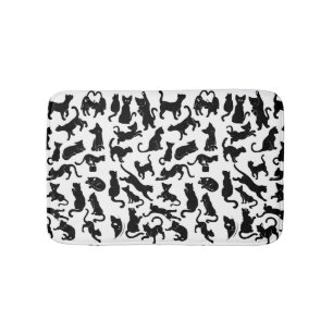 Black Cat Pattern Bathroom Mat