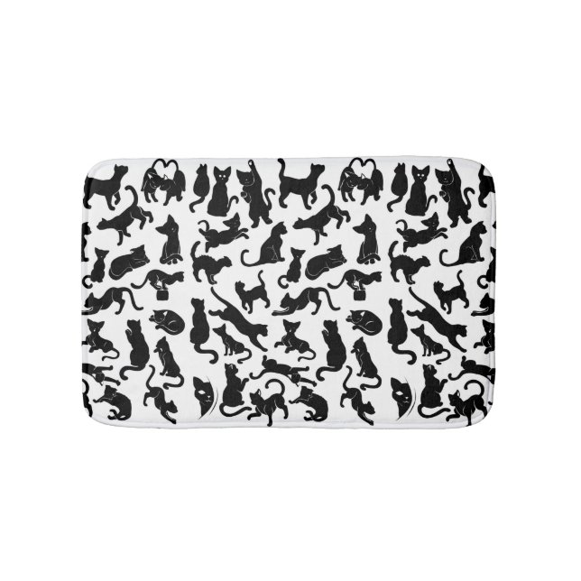 Black Cat Pattern Bathroom Mat (Front)
