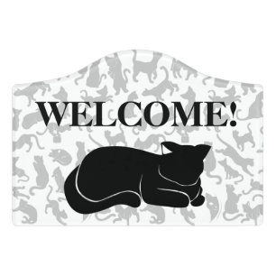 Black Cat Pattern Door Sign